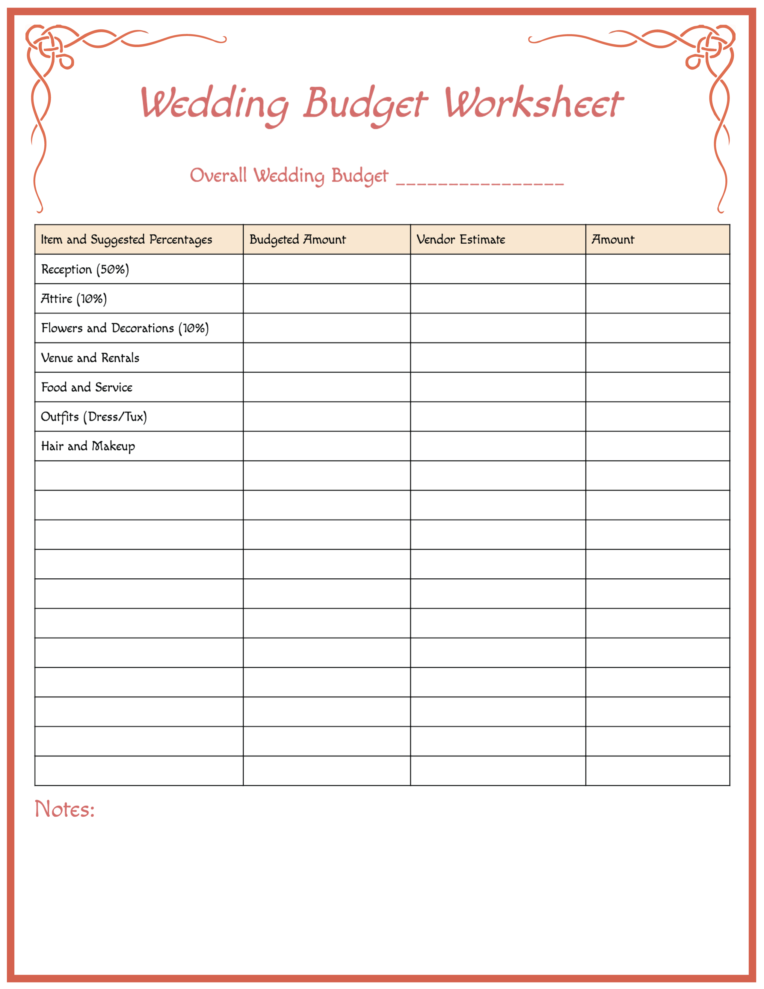 Free Wedding Budget Spreadsheet Printable